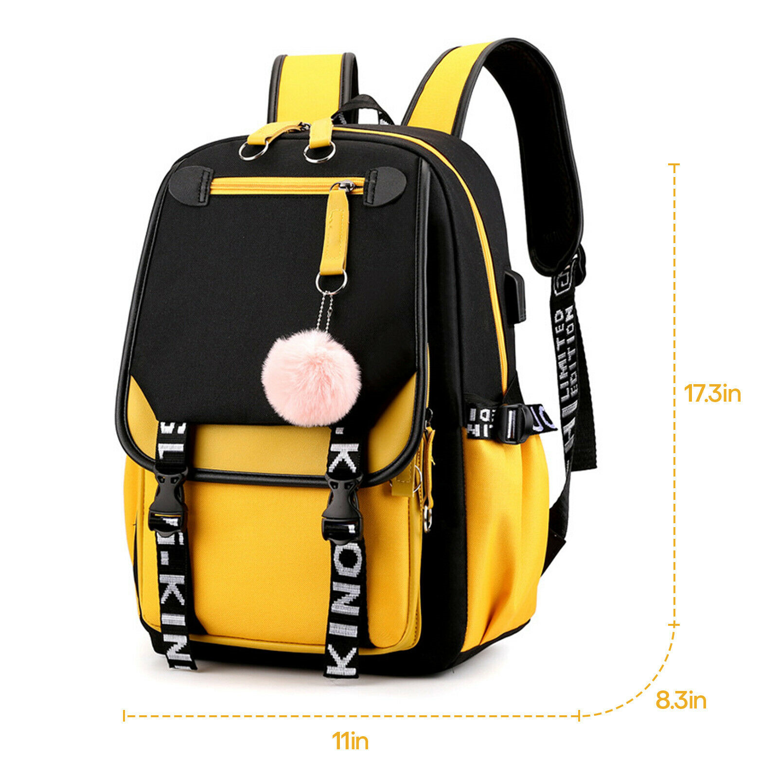 Women School Bag Oxford Waterproof Girls Backpack Rucksack w/ USB Charging Port 24Hr Smart